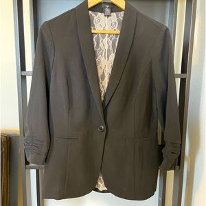 Blazer Ruched Sleeves Black Size Large